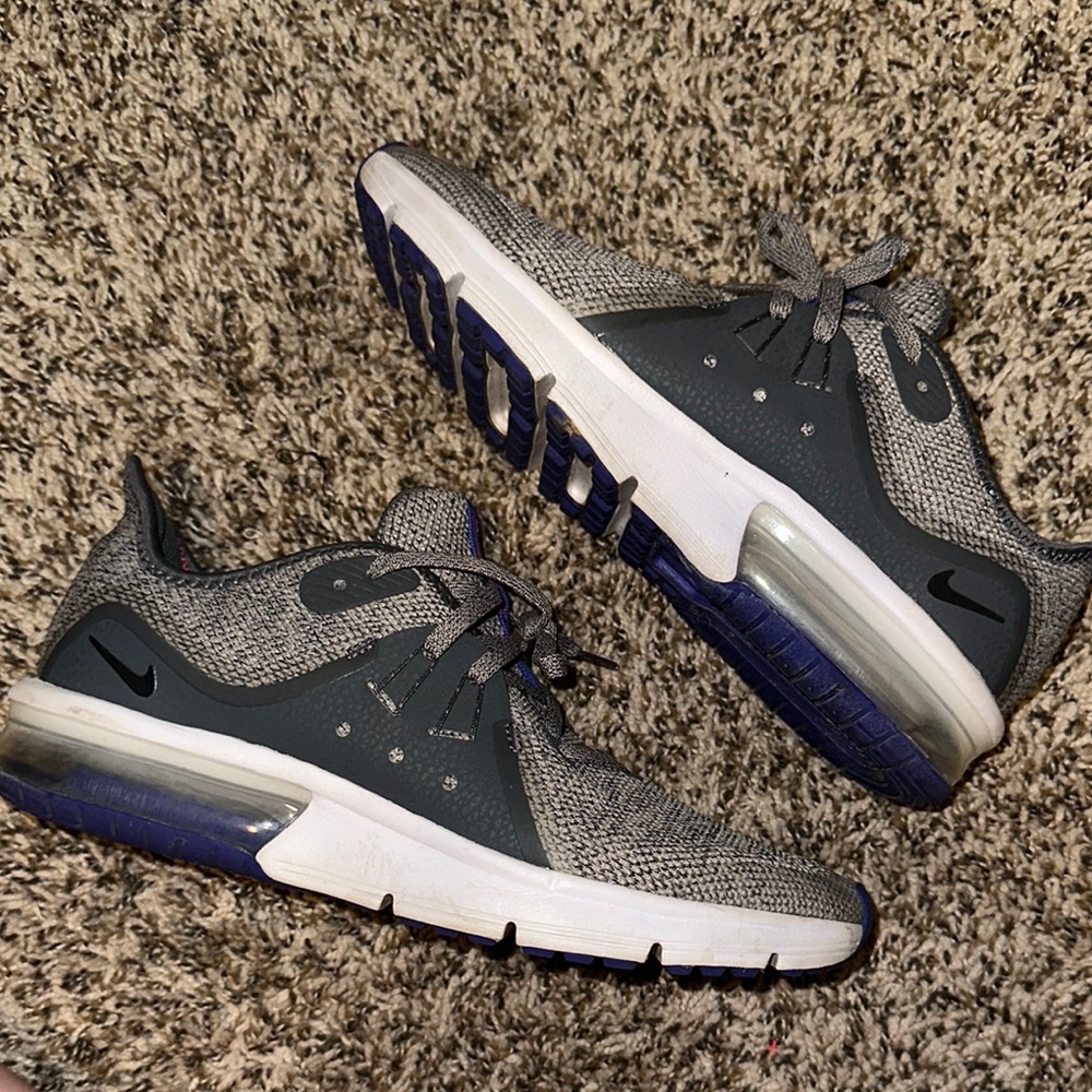 Nike Gray and Purple Athletic Shoes with Mesh Upper